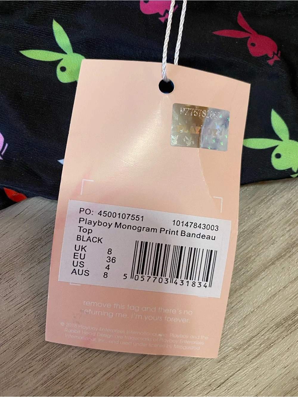 Playboy x Missguided Black Rainbow Bunny Bikini- NWT